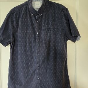 Denim & Flower Navy Short-Sleeve Dot Button-Down Shirt